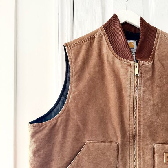 Carhartt Brown Tan Khaki V02 Sandstone Vest Arctic Quilted Lining Men 2XL Reg - Picture 2 of 12